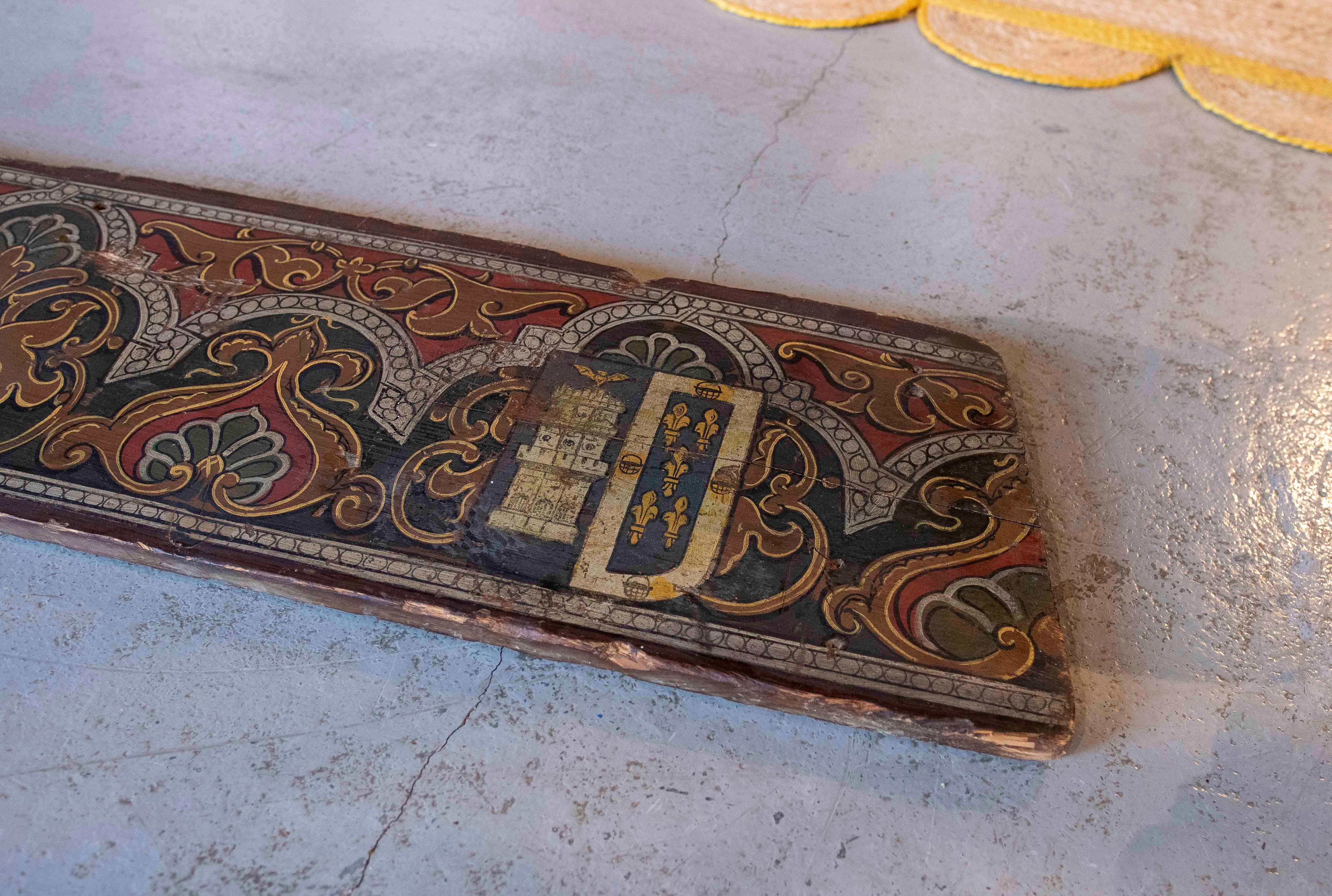 15th Polychrome Coffered Ceiling Panel with Heraldry Coats of Arms For Sale 4