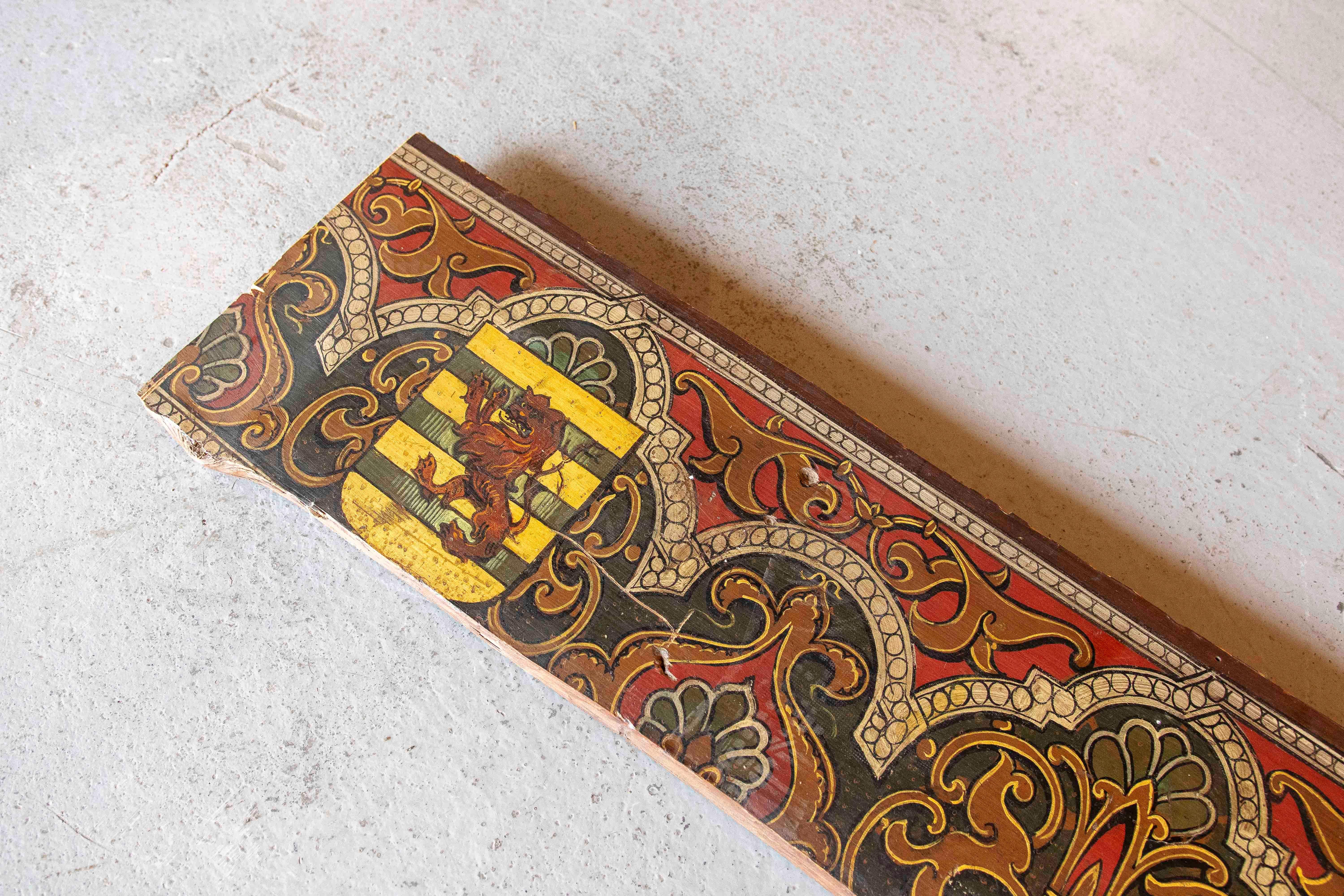 15th Polychrome Coffered Ceiling Panel with Heraldry Coats of Arms For Sale 6