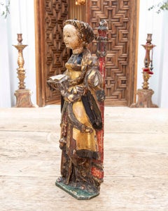 15th Polychrome Wooden Sculpture of Saint Barbara. Mechelen.