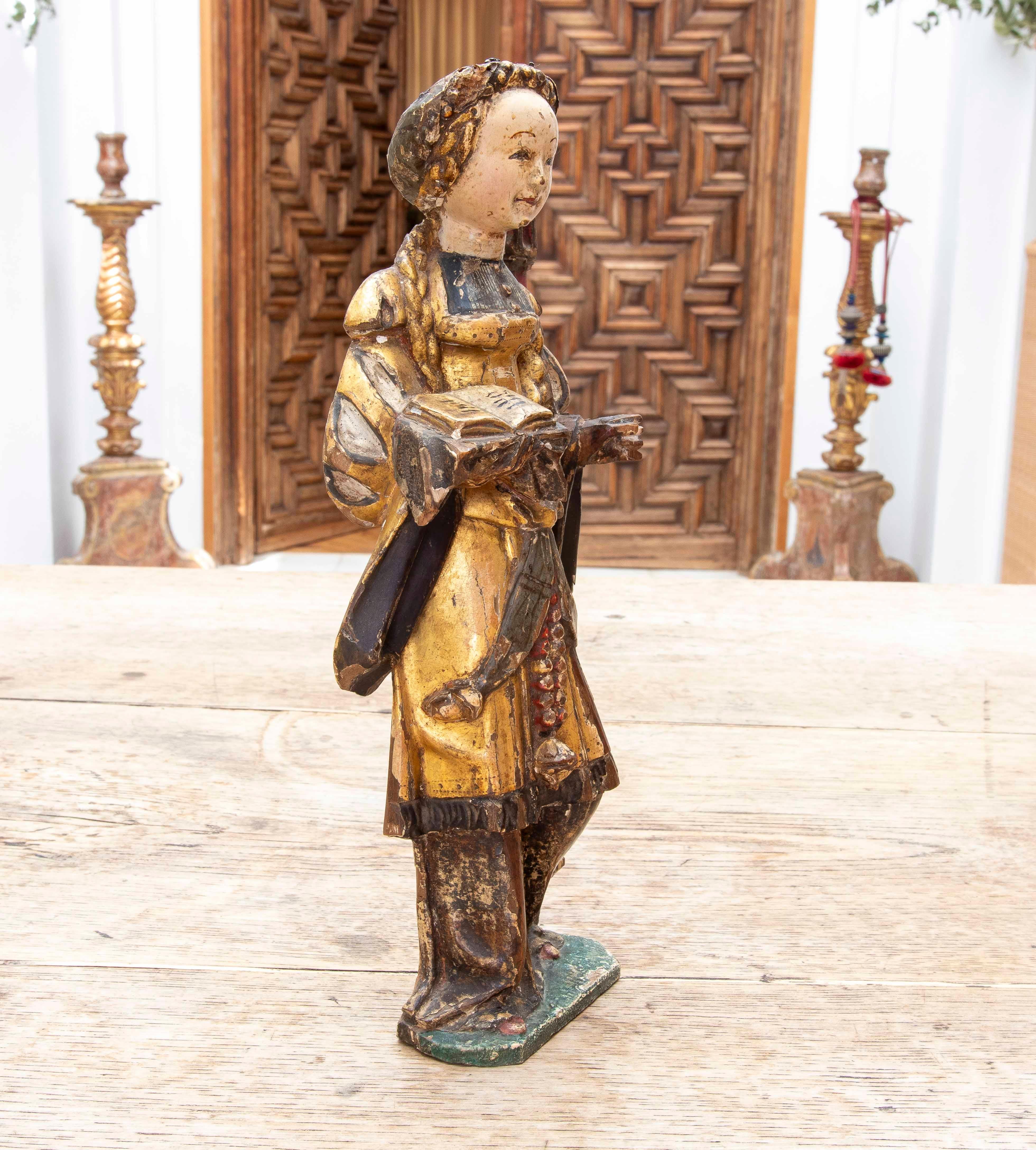 15. Polychrome Holzskulptur der Heiligen Barbara. Mechelen. im Zustand „Gut“ im Angebot in Marbella, ES