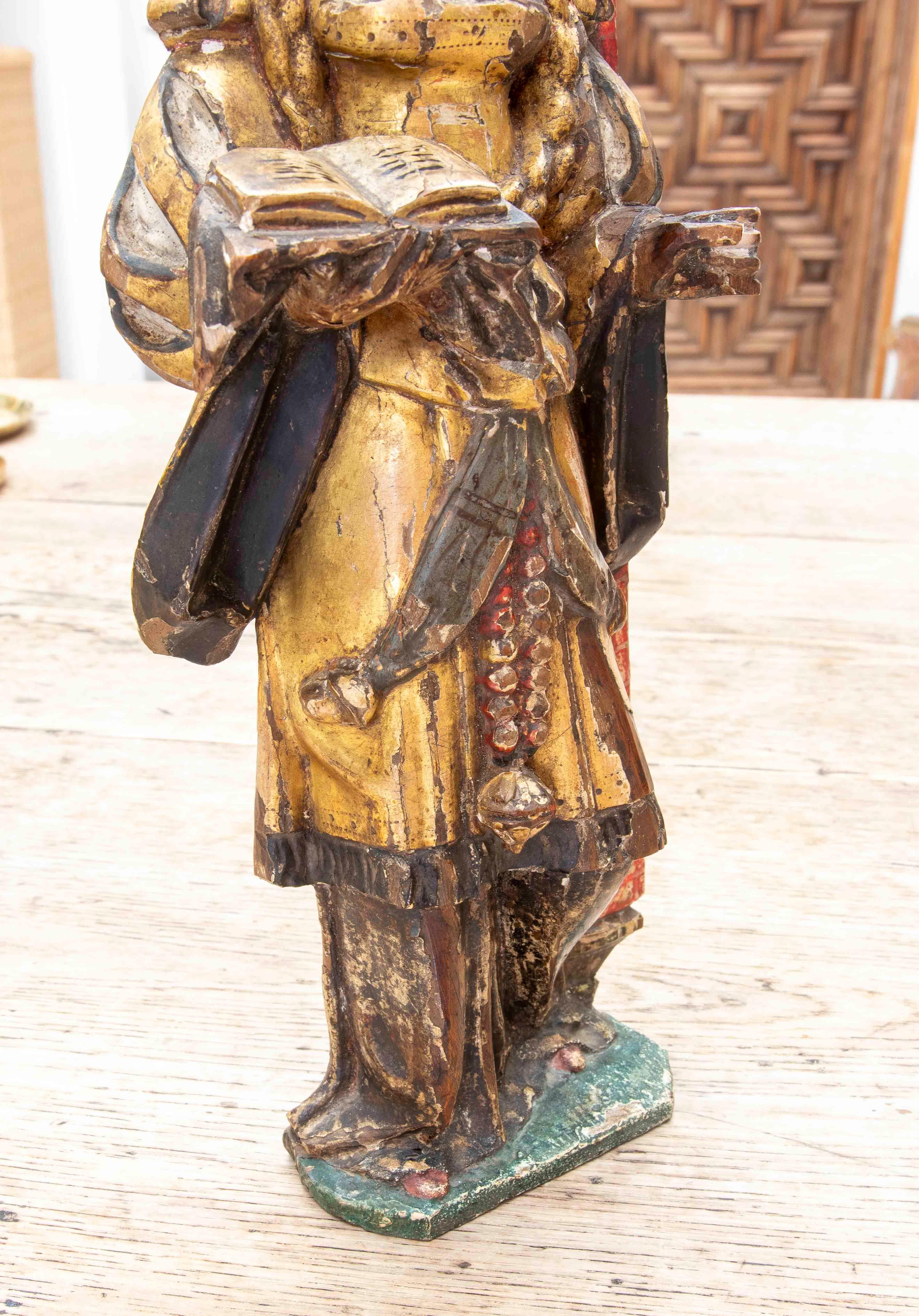 15. Polychrome Holzskulptur der Heiligen Barbara. Mechelen. im Angebot 1