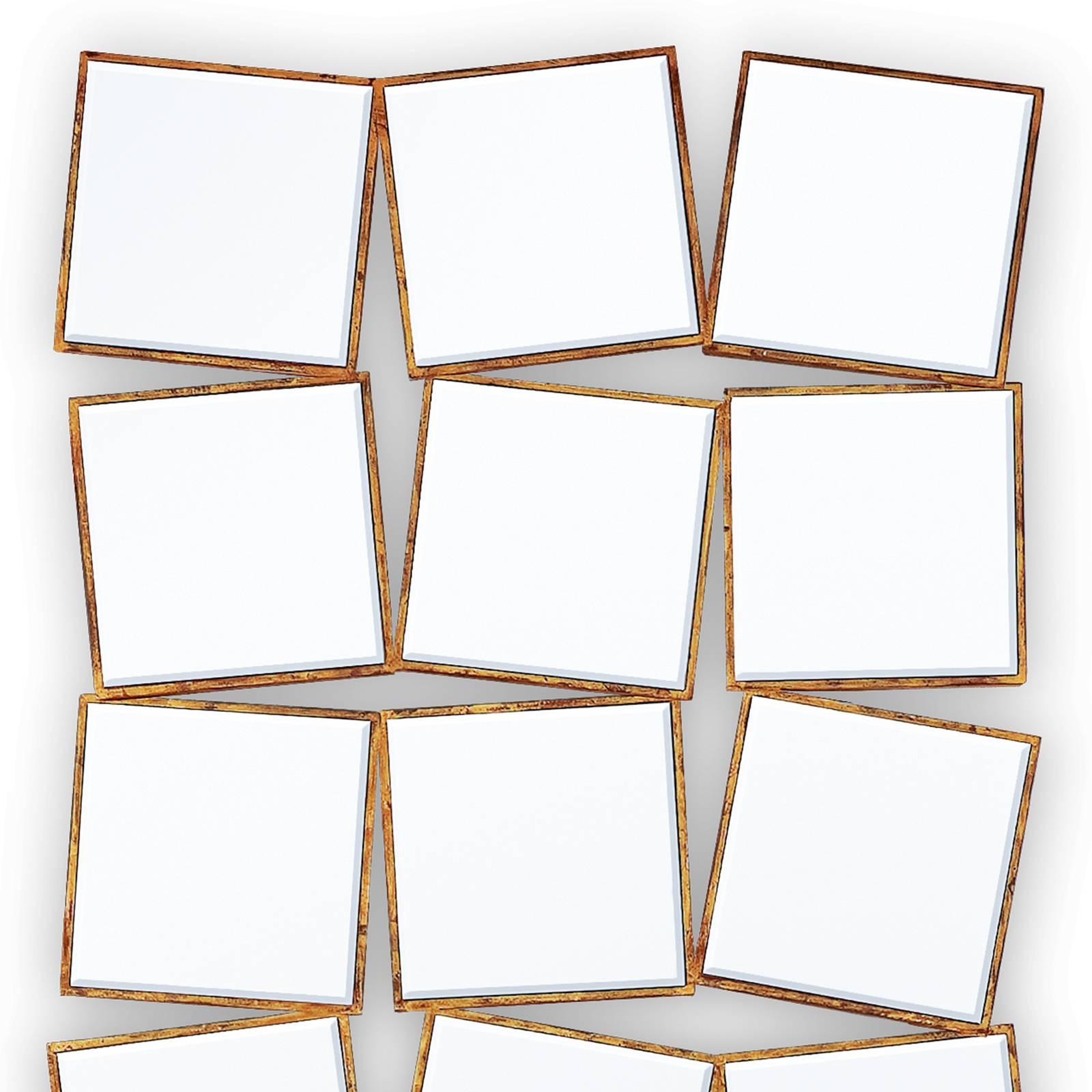 15. Quadratischer Spiegel mit Massivholzrahmen und Goldmalerei (Englisch) im Angebot