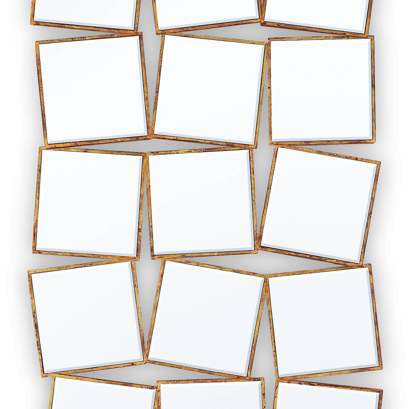 15. Quadratischer Spiegel mit Massivholzrahmen und Goldmalerei (Abgeschrägt) im Angebot