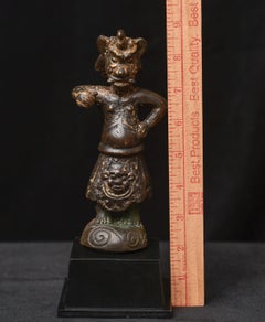 15thC/Earlier Tibet-Chinese Cast Bronze Bird-Hat Guardian Figure. Unique