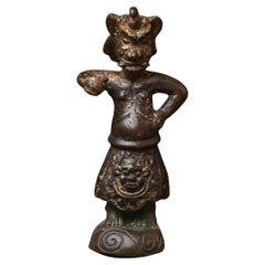 15thC/Earlier Tibet-Chinese Cast Bronze Bird-Hat Guardian Figure. Unique