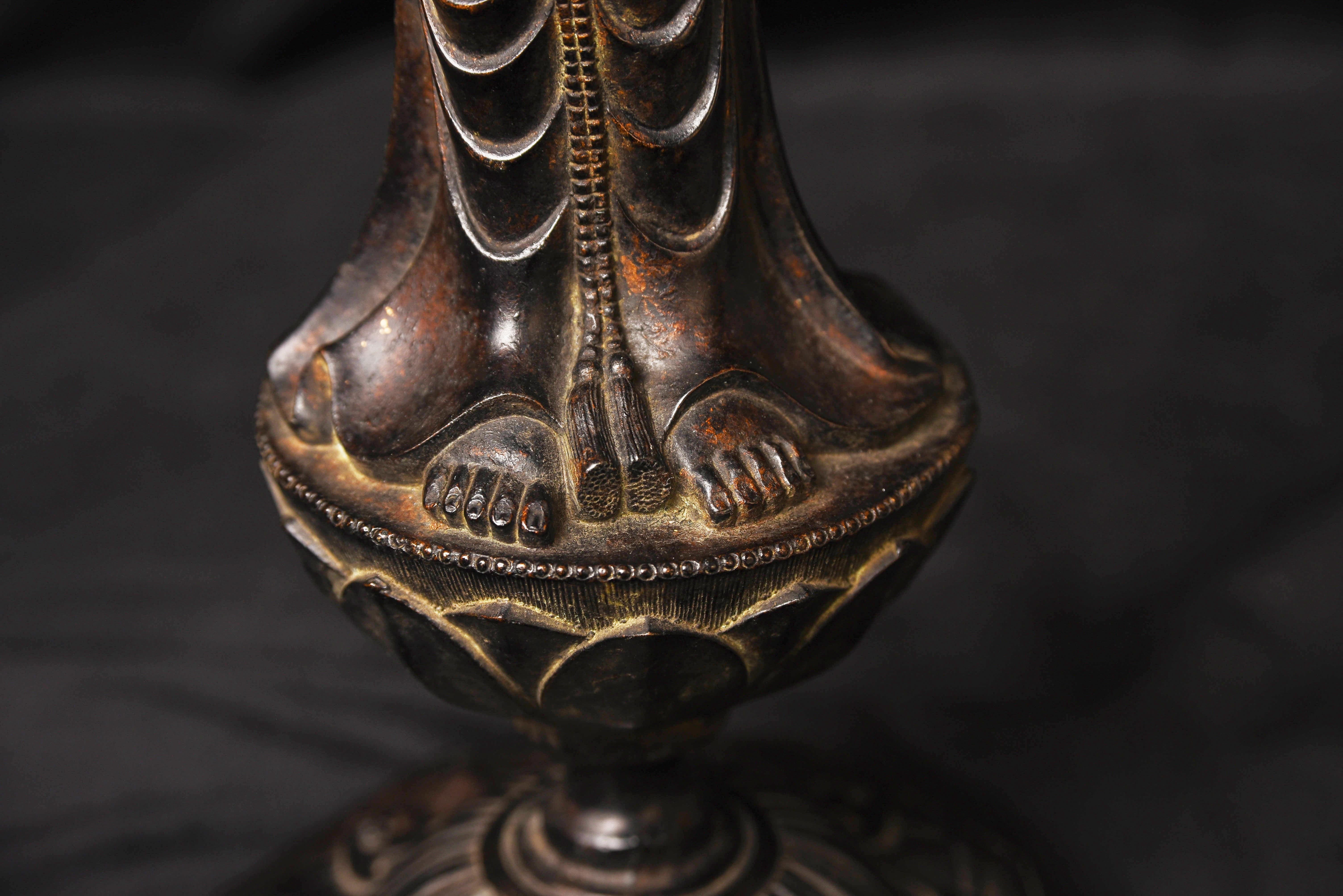 15th Century Japanese Bronze Baby Buddha, Large, Refined and Graceful-Special! For Sale 1
