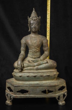 15thC Large Northern Thai Bronze Buddha in Royal Attire. Magniificent