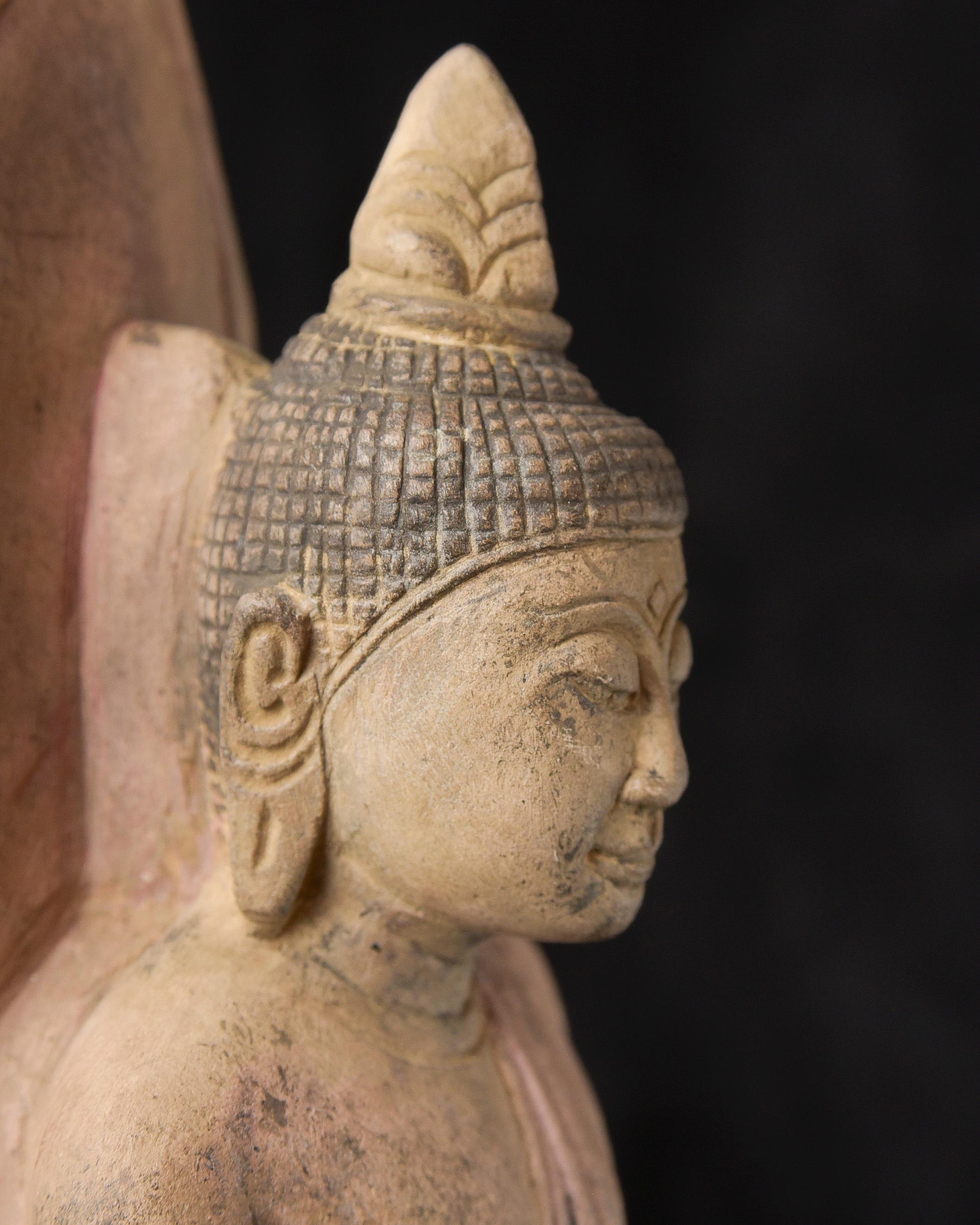 Buda de estuco del norte de Tailandia del siglo XV- buen ejemplo- perfecto estado - 10260 en venta 7