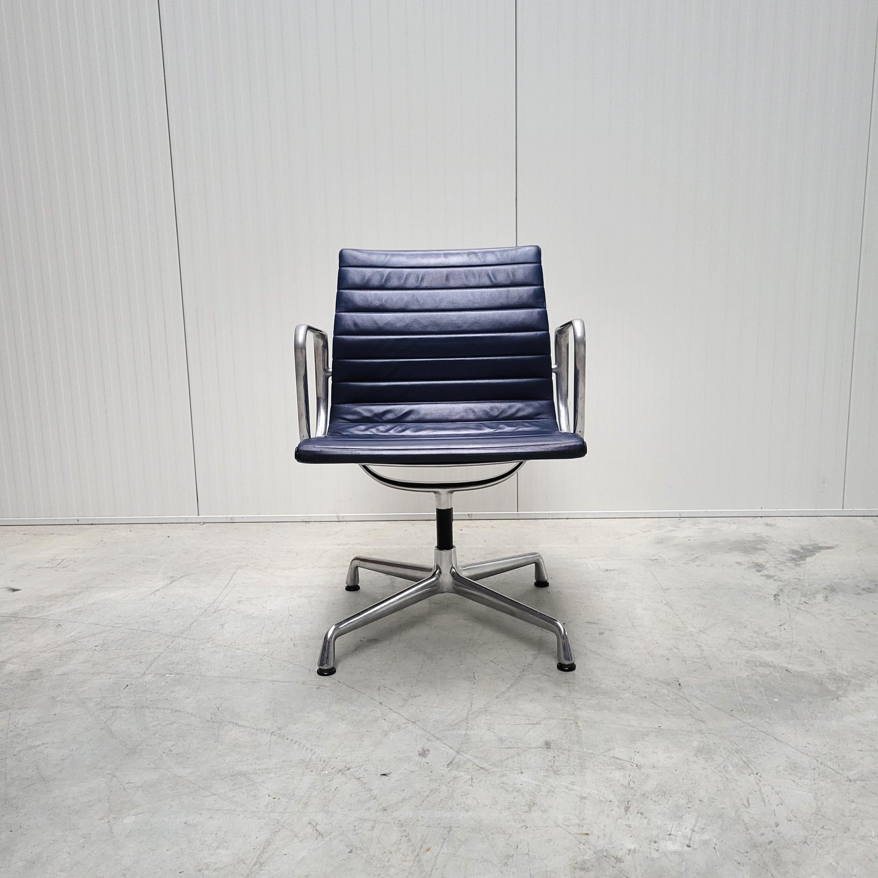 German 15x Vitra EA107 Office Chair by Charles Eames Blue Leather