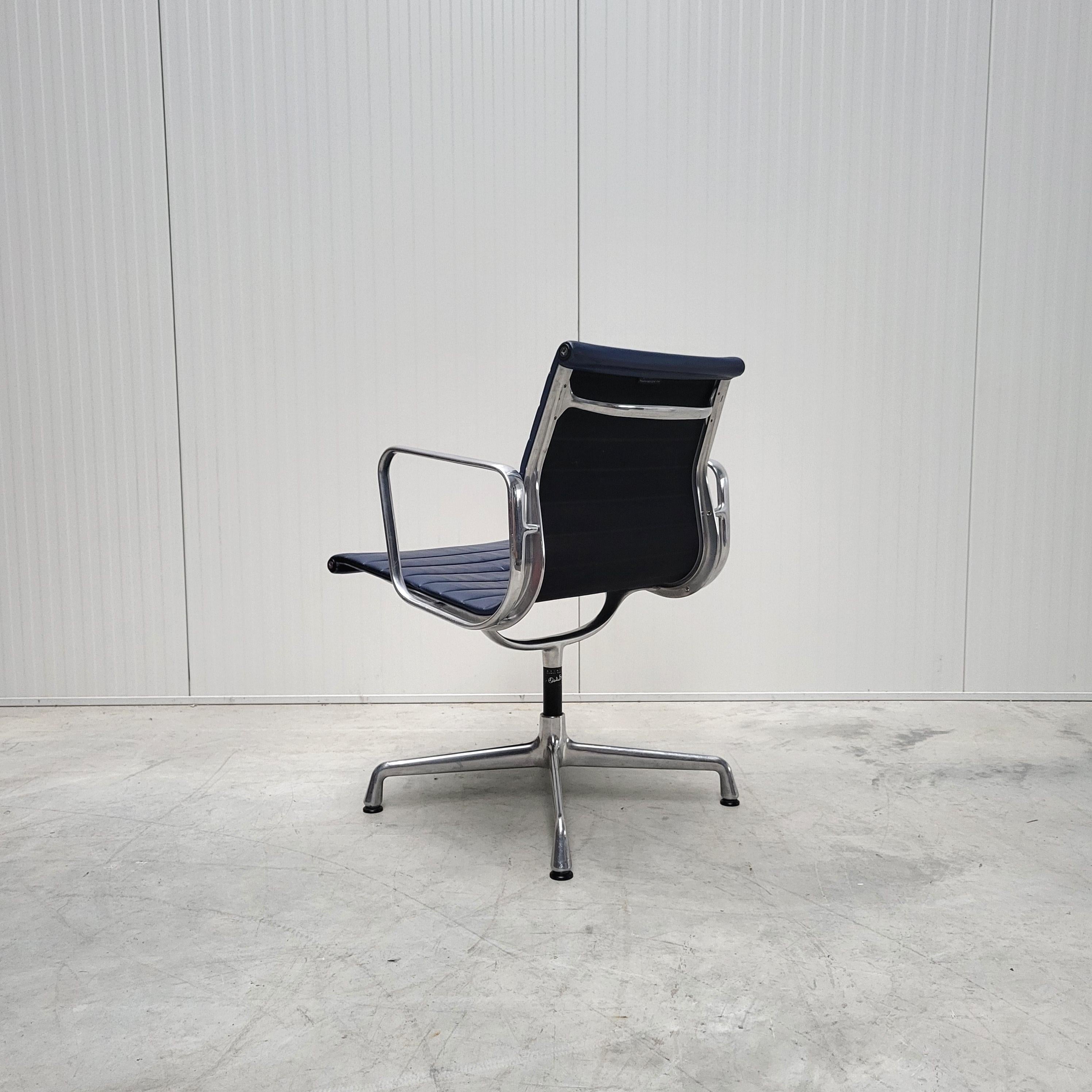 Aluminum 15x Vitra EA107 Office Chair by Charles Eames Blue Leather
