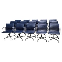 15x Vitra EA107 Office Chair by Charles Eames Blue Leather
