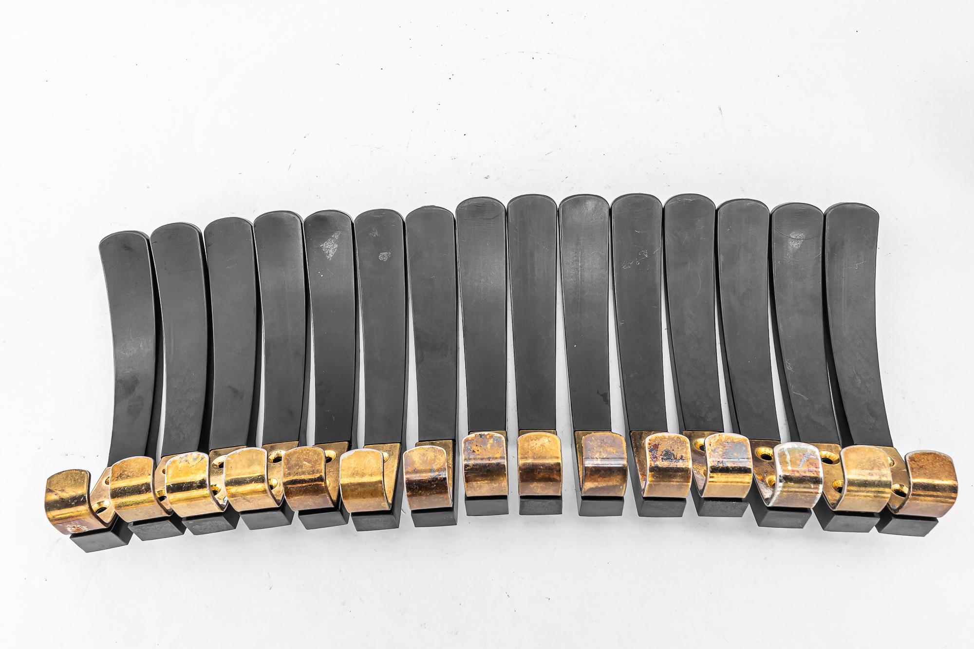 15x Wall Hooks 'Bakelite and Brass', Vienna, circa 1950s
Original condition
