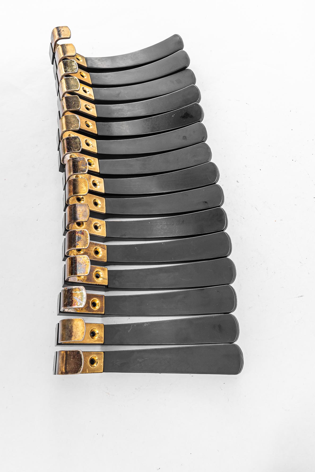 Austrian 15x Wall Hooks 'Bakelite and Brass', Vienna, circa 1950s For Sale