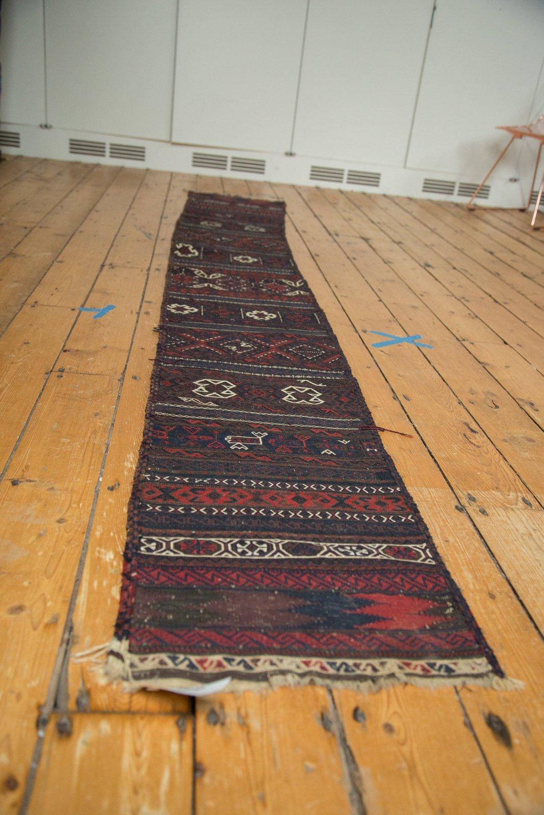 Early 20th Century Antique Belouch Soumac Rug Runner For Sale