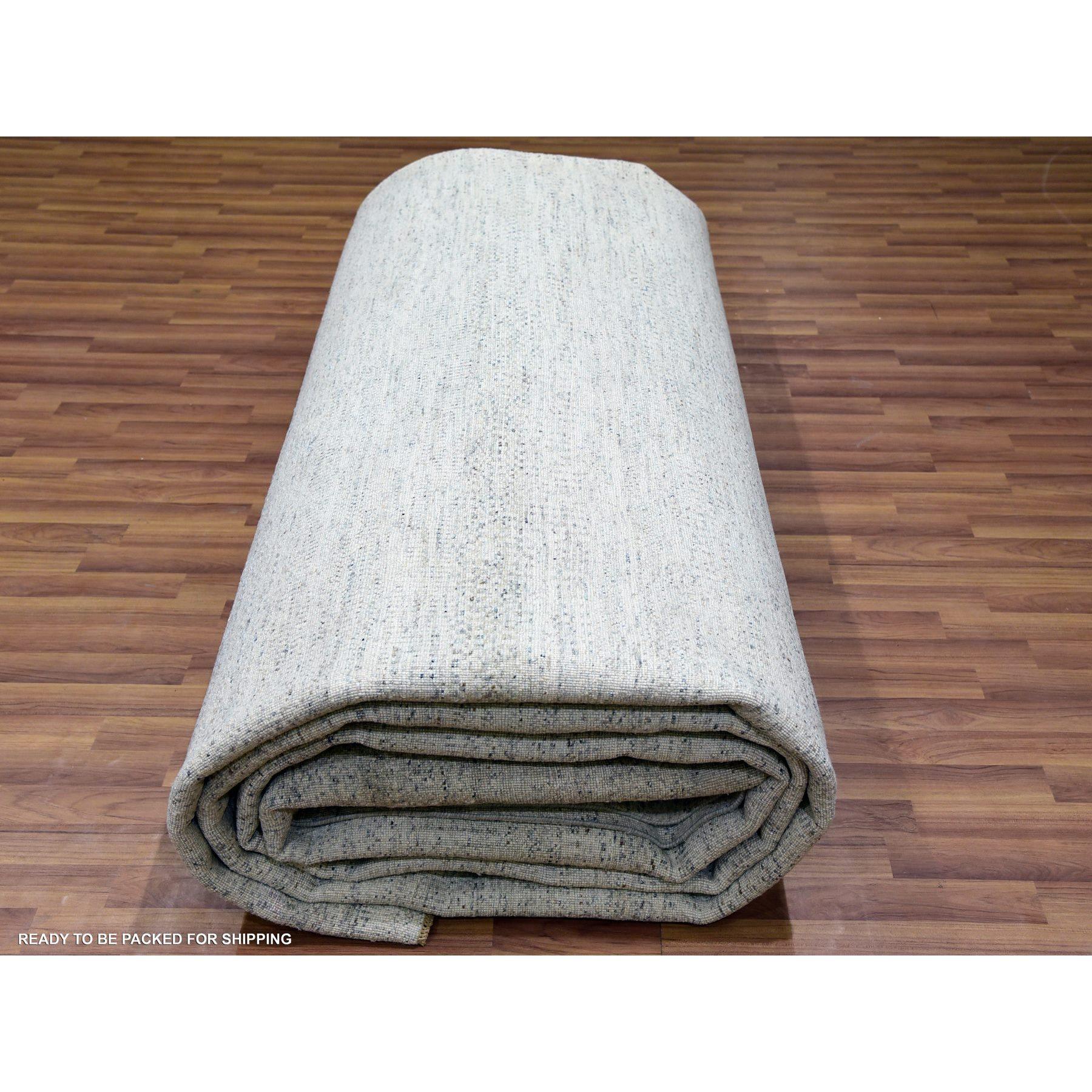 15'x20' Nacre White Modern Grass Design Tappeto di lana annodato a mano di grandi dimensioni in vendita 1