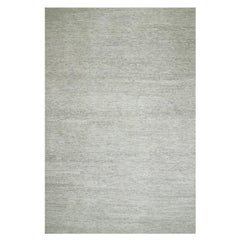 15'x20' Nacre White Modern Grass Design Tappeto di lana annodato a mano di grandi dimensioni