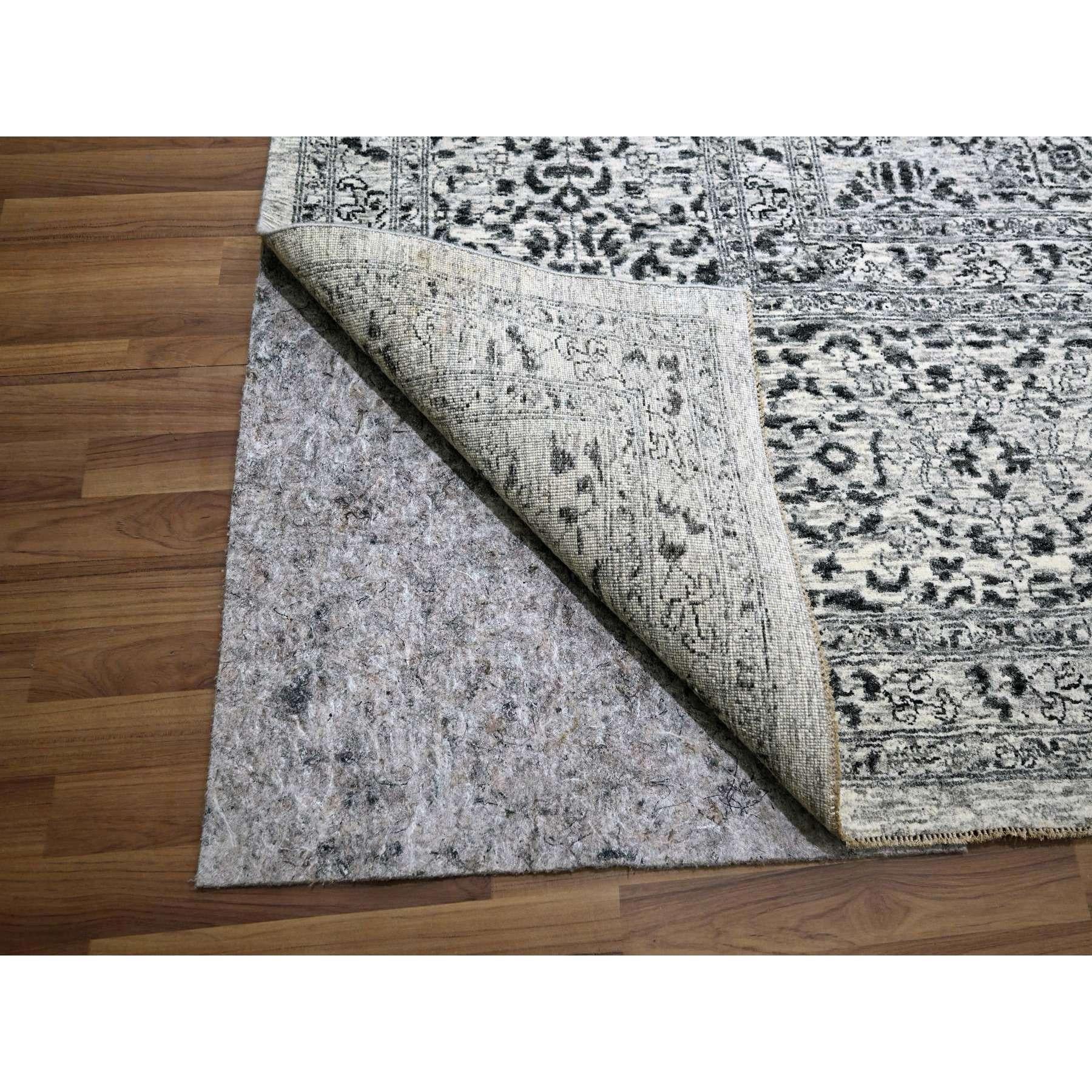 15'x20' Alfombra anudada a mano de lana natural con diseño tono sobre tono de la dinastía mameluca blanca Indio en venta