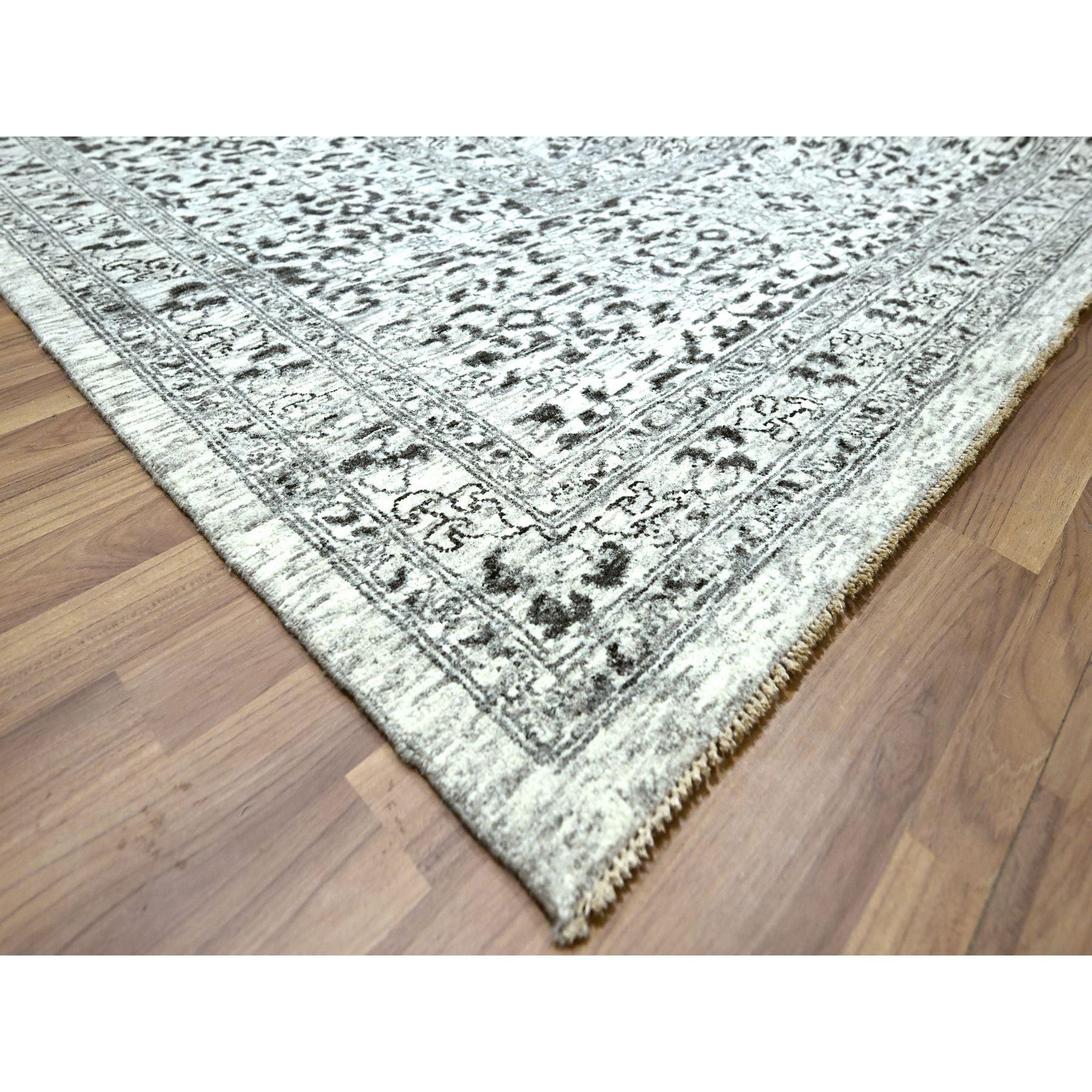 15'x20' Alfombra anudada a mano de lana natural con diseño tono sobre tono de la dinastía mameluca blanca en Nuevo estado para la venta en Carlstadt, NJ