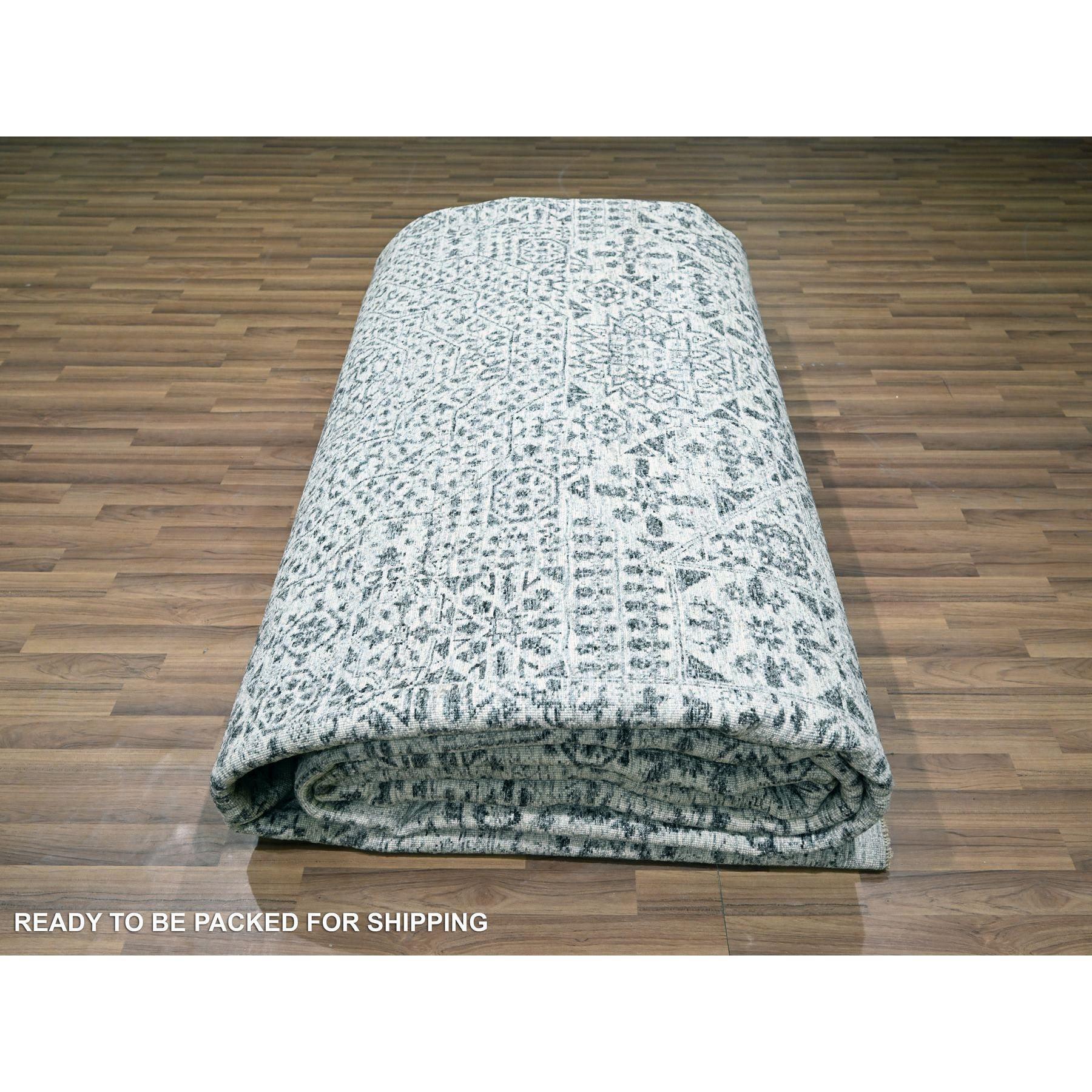 15'x20' Alfombra anudada a mano de lana natural con diseño tono sobre tono de la dinastía mameluca blanca en venta 1