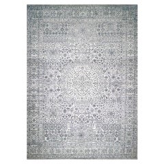 15'x20' Alfombra anudada a mano de lana natural con diseño tono sobre tono de la dinastía mameluca blanca