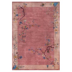 15'x21' Antiquité, circa-1930, Tapis chinois de Pékin à fleurs roses