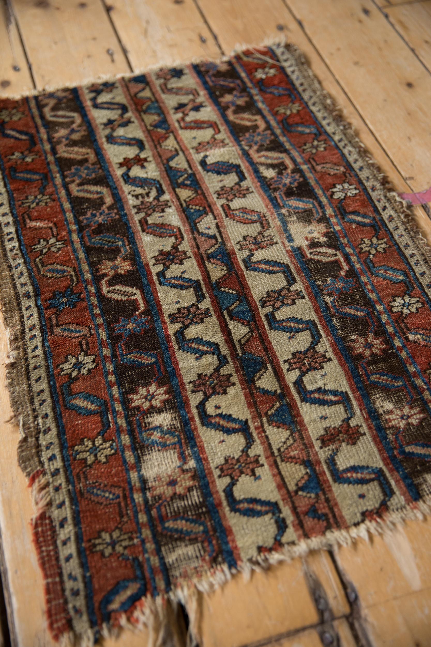 Hand-Knotted Antique Fragment Anatolian Rug Mat For Sale