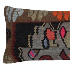 15"x36" Traditional Kilim Lumbar Pillow Cover. Handwoven Turkish Accent Pillow