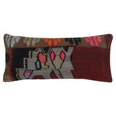 15"x36" Traditional Kilim Lumbar Pillow Cover. Handwoven Turkish Accent Pillow
