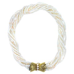Angel Skin Coral 10 Strand Beaded 14K Necklace