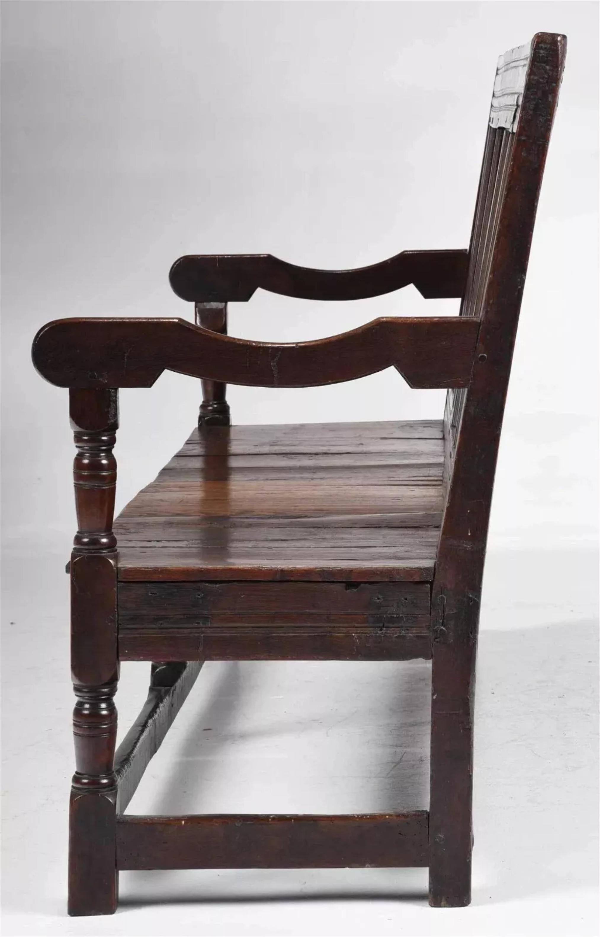 16 / Antigüedad de 1700  ¡¡¡Asiento de Roble Tallado Inglés Temprano, Roseta, Hoja, Banco!!! Tallado a mano en venta