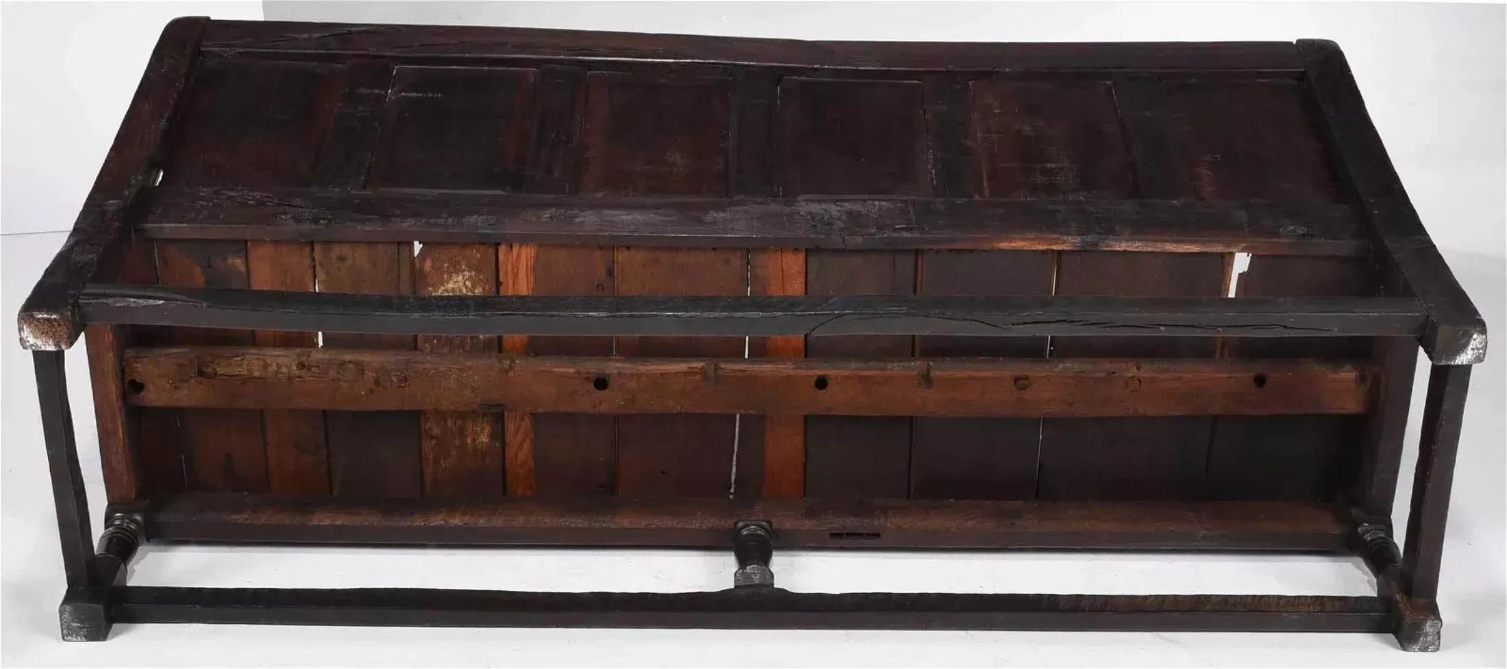 16 / Antigüedad de 1700  ¡¡¡Asiento de Roble Tallado Inglés Temprano, Roseta, Hoja, Banco!!! siglo XIX en venta