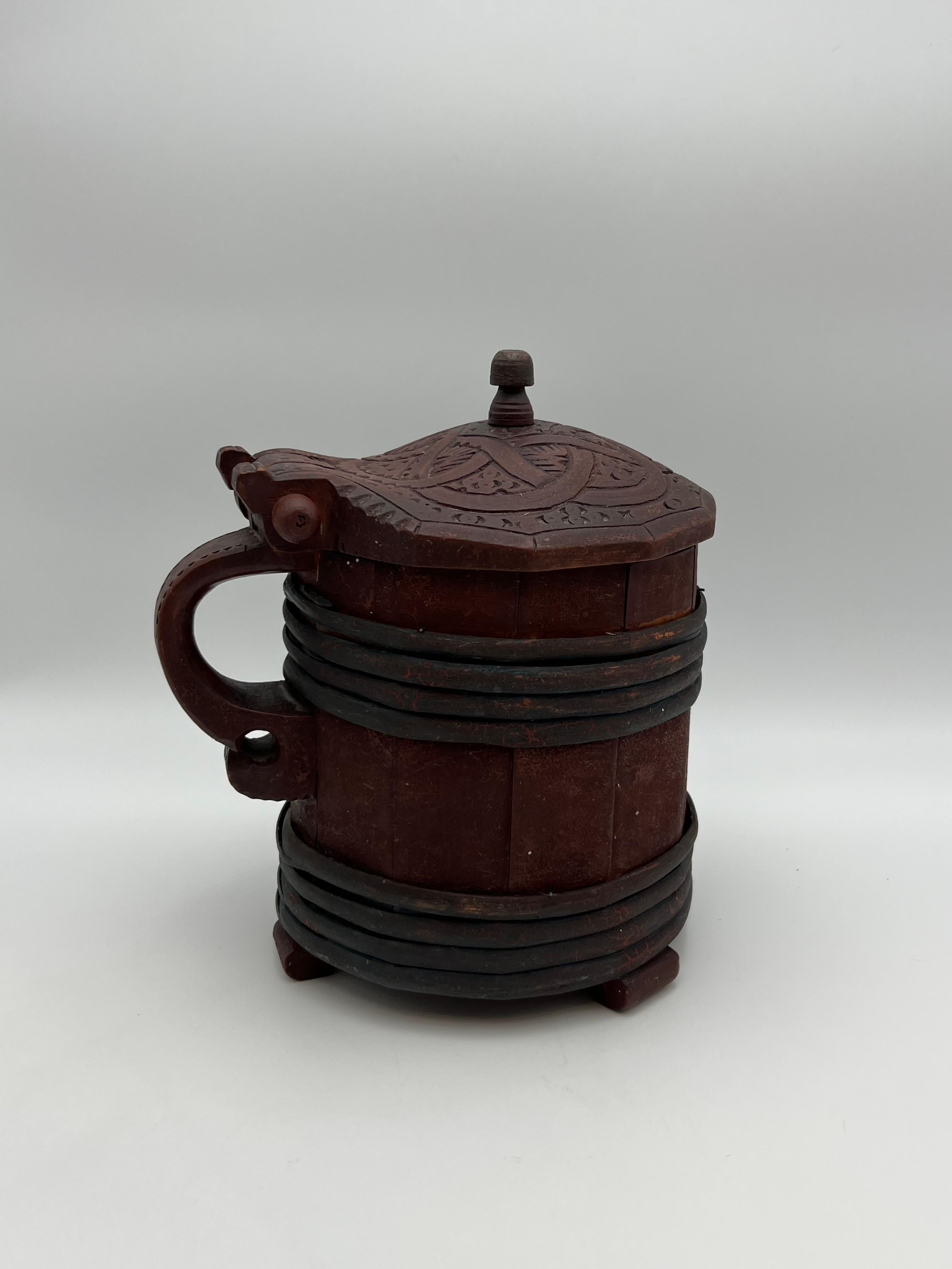 Bidon antique des années 16/1700, art populaire scandinave, qualité musée. Norvège/Islande en vente 2