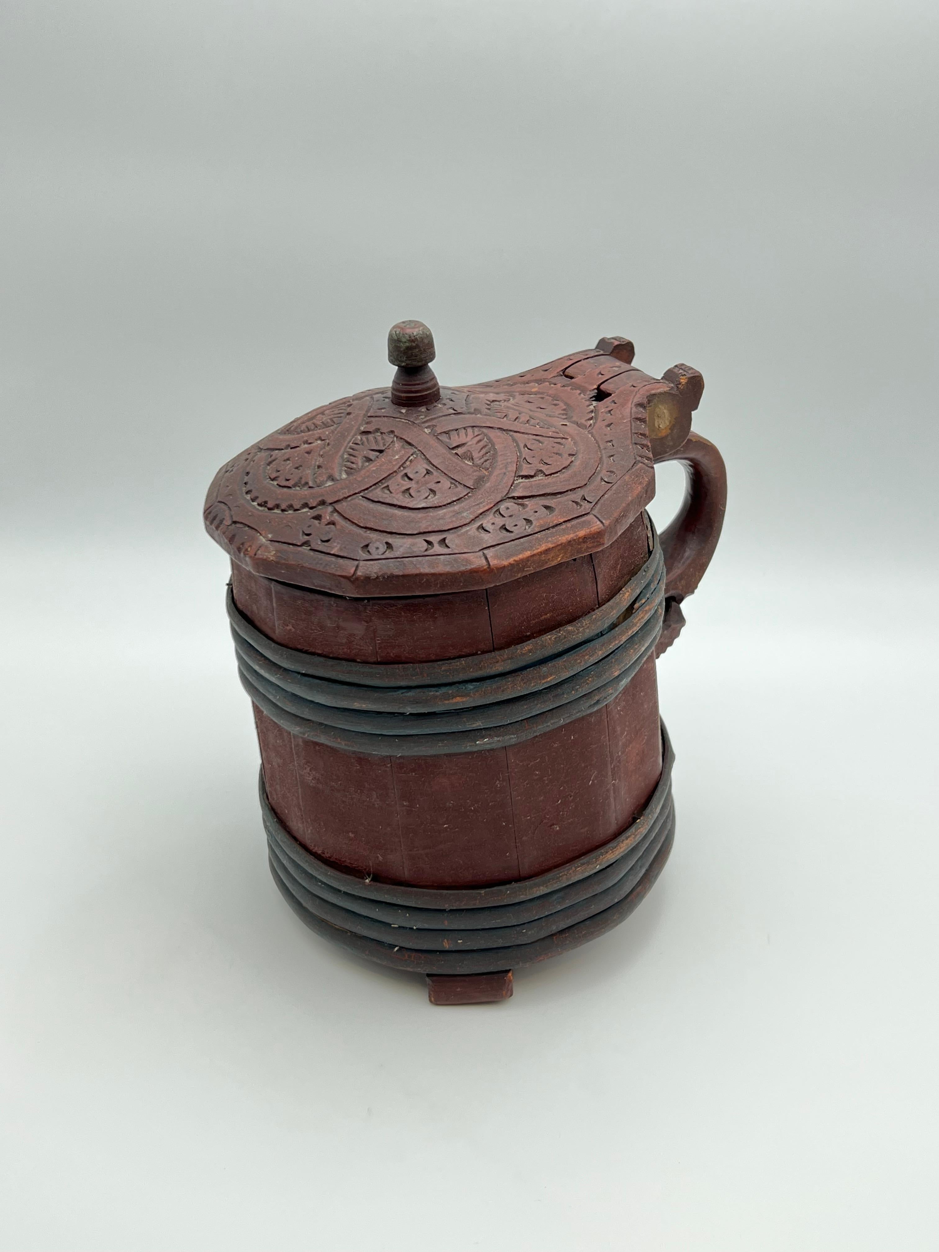 Islandais Bidon antique des années 16/1700, art populaire scandinave, qualité musée. Norvège/Islande en vente