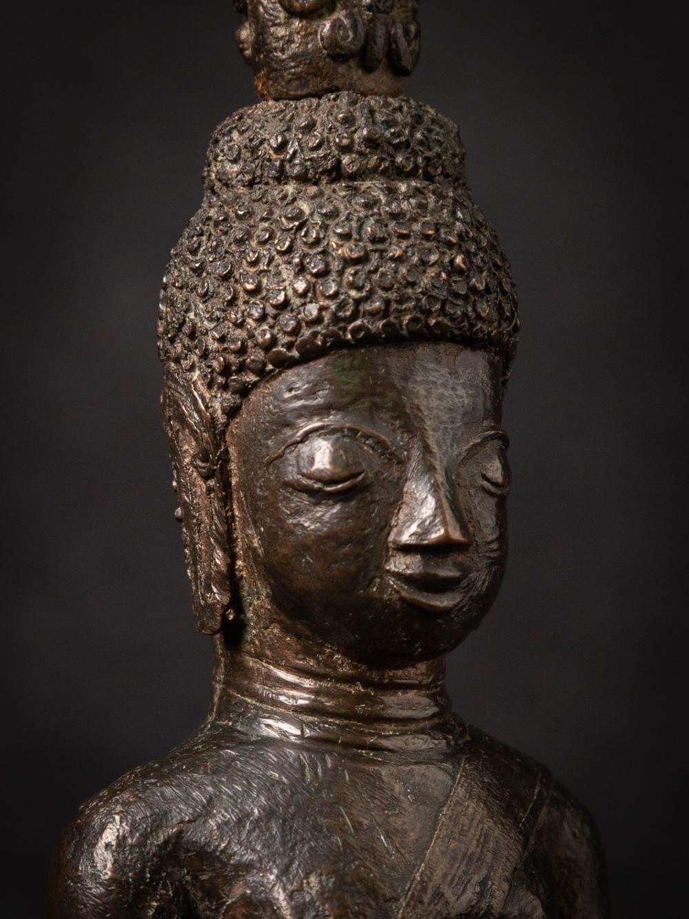 16-17th century antique bronze Buddha statue from Laos in Bhumisparsha Mudra 4