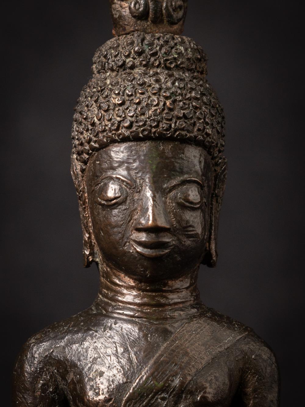 16-17th century antique bronze Buddha statue from Laos in Bhumisparsha Mudra 5
