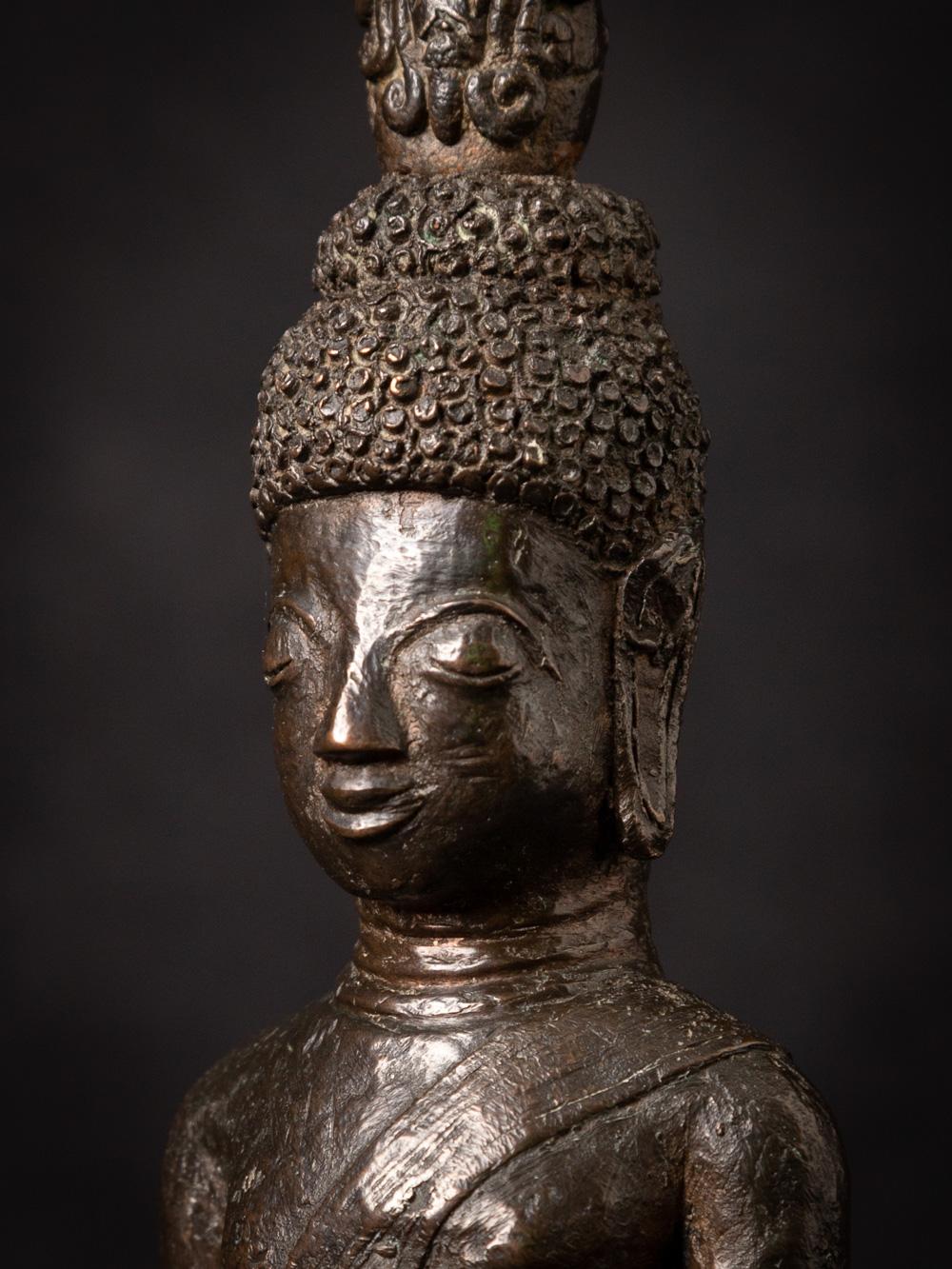 16-17th century antique bronze Buddha statue from Laos in Bhumisparsha Mudra 6