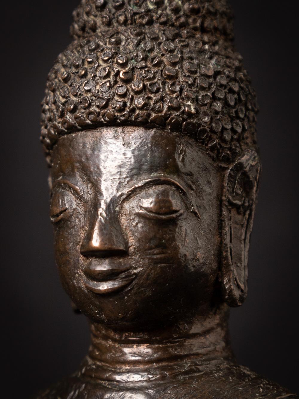 16-17th century antique bronze Buddha statue from Laos in Bhumisparsha Mudra 9