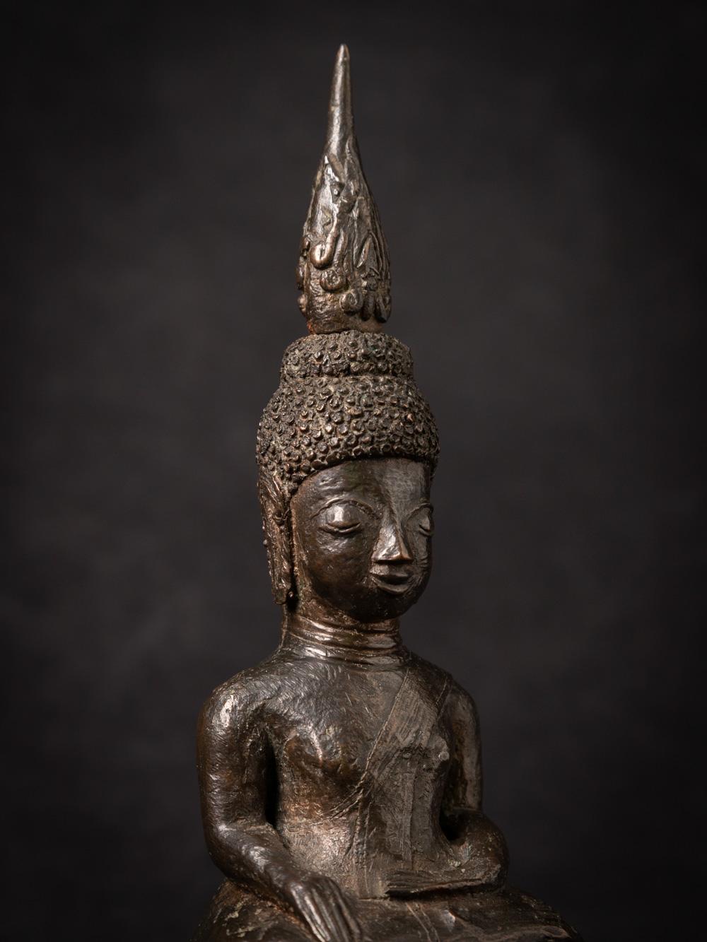 16-17th century antique bronze Buddha statue from Laos in Bhumisparsha Mudra 1
