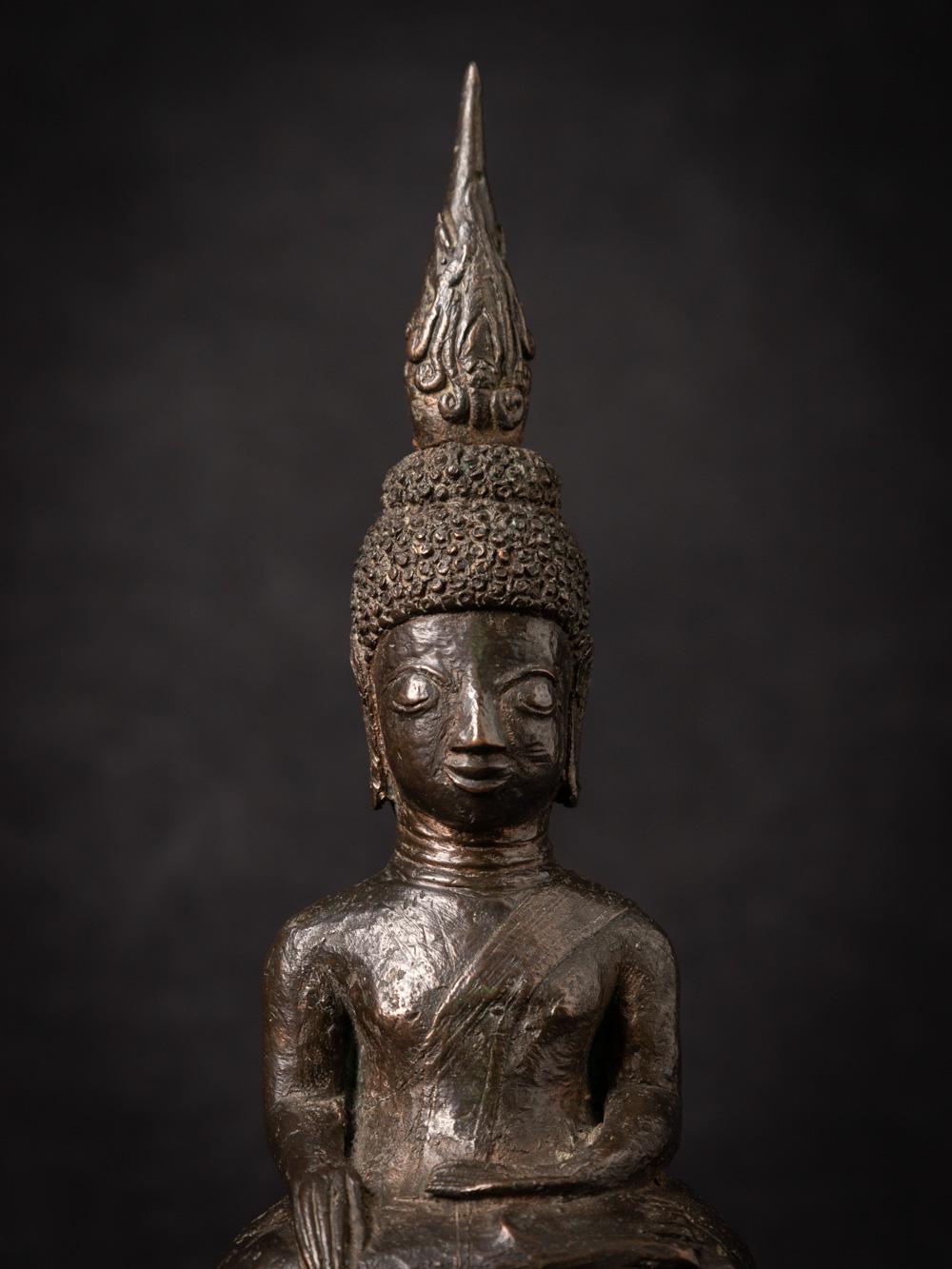 16-17th century antique bronze Buddha statue from Laos in Bhumisparsha Mudra 2