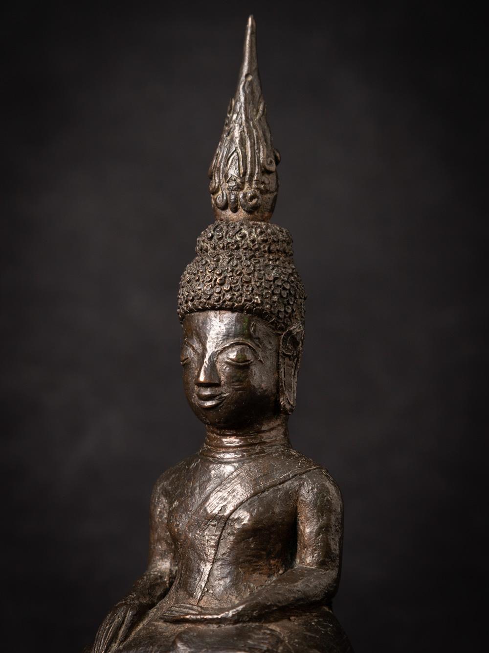 16-17th century antique bronze Buddha statue from Laos in Bhumisparsha Mudra 3