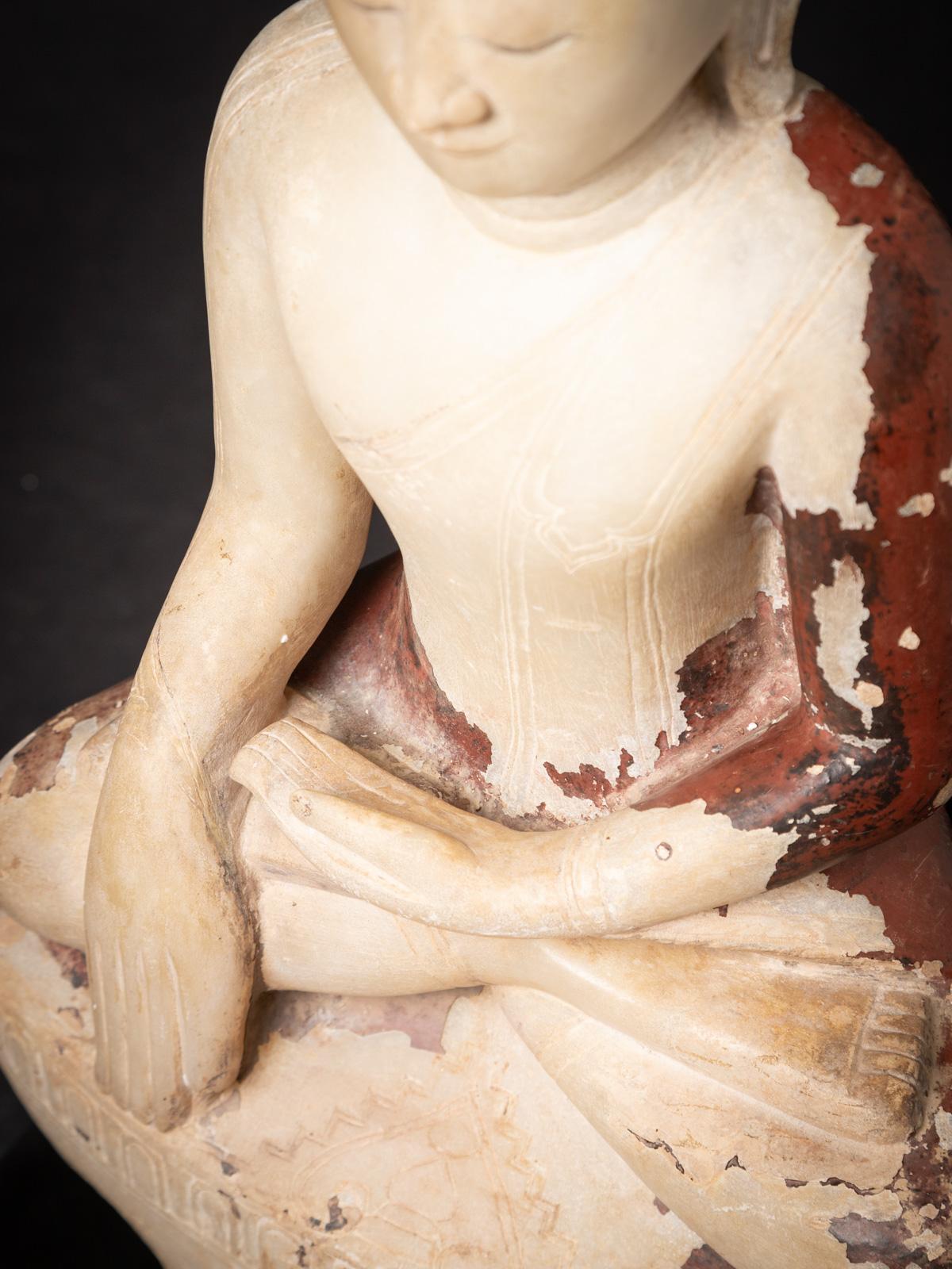 16-17th century Very special antique Burmese alabaster Buddha statue from Burma For Sale 10