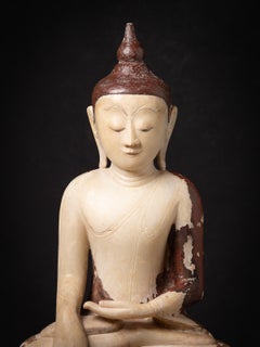 16-17th century Very special antique Burmese alabaster Buddha statue from Burma