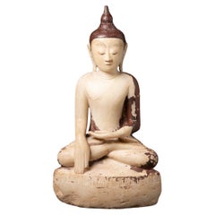 Sehr besondere antike burmesische Alabaster-Buddha-Statue aus Burma aus dem 16.-17. Jahrhundert