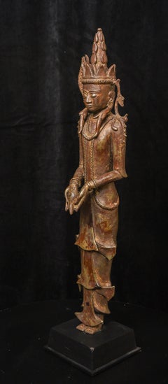 16/17th Standing Burmese "Jambupati" Bronze Buddha. Large, Sophisticated Casting