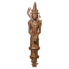 16/17ème Bouddha en bronze birman "Jambupati" debout. Grandes coulées sophistiquées