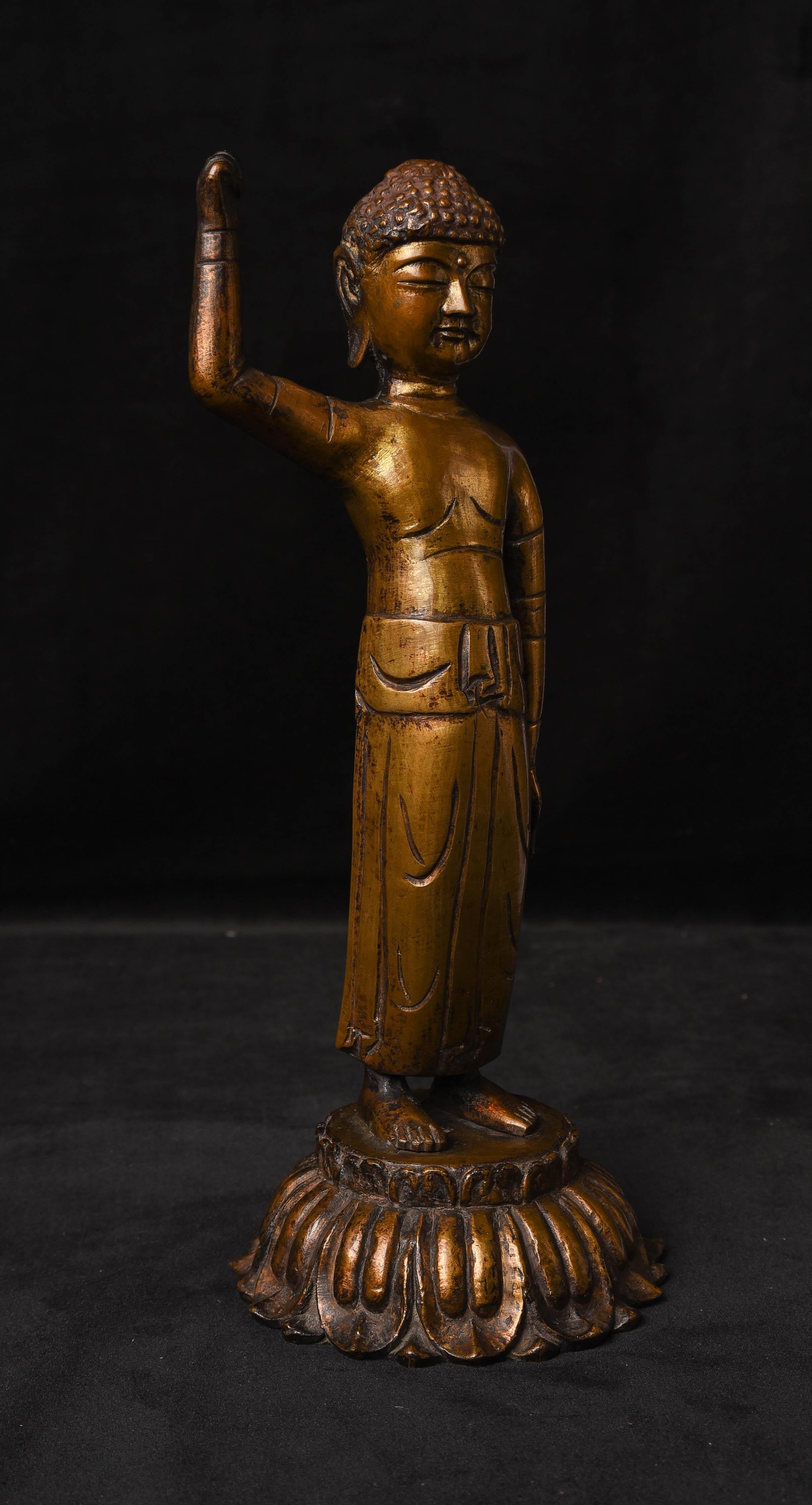Cast 16/17ththC, Korean Baby Buddha Pointing to the Heaven and Earth, 5663 For Sale