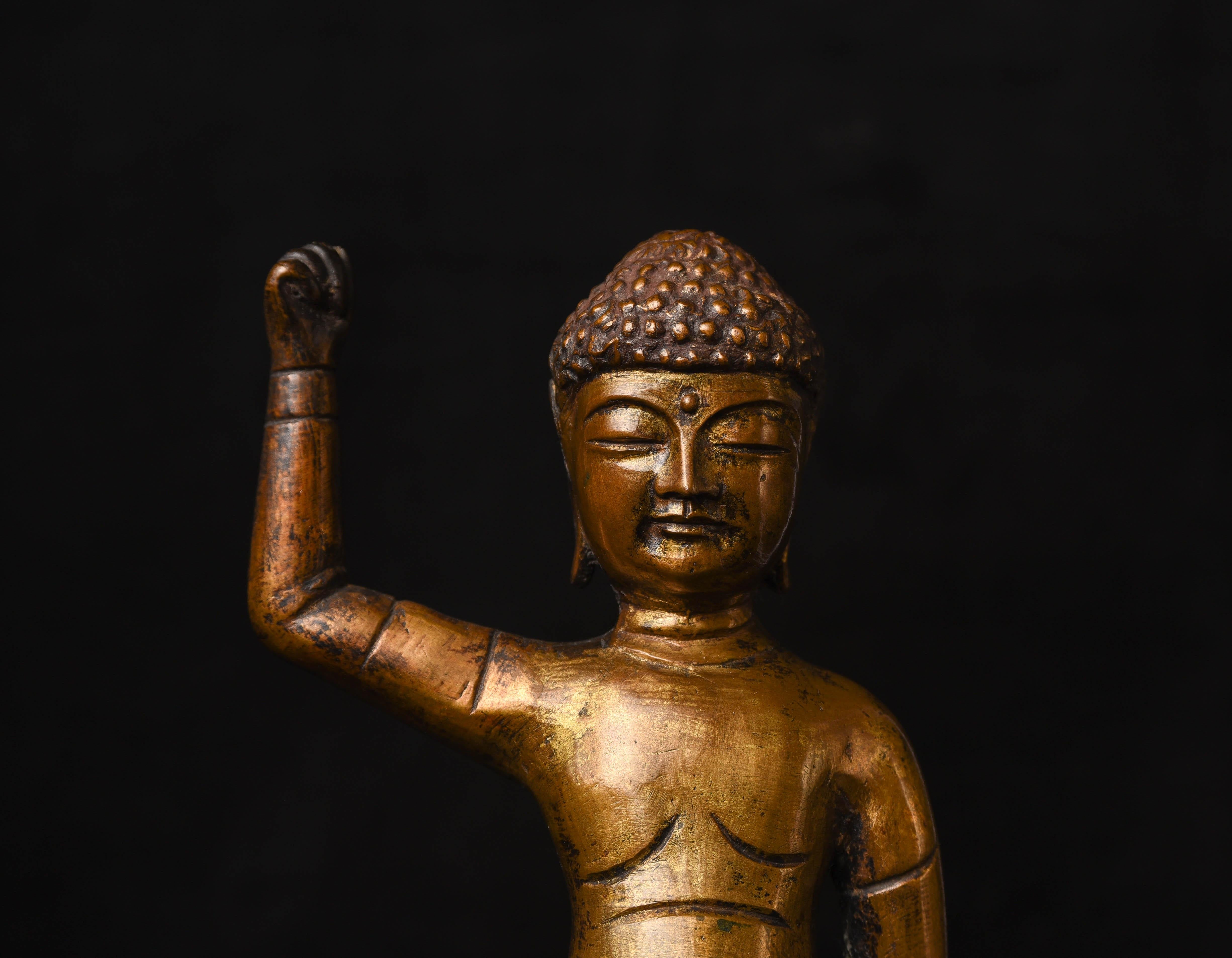 18th Century and Earlier 16/17ththC, Korean Baby Buddha Pointing to the Heaven and Earth, 5663 For Sale