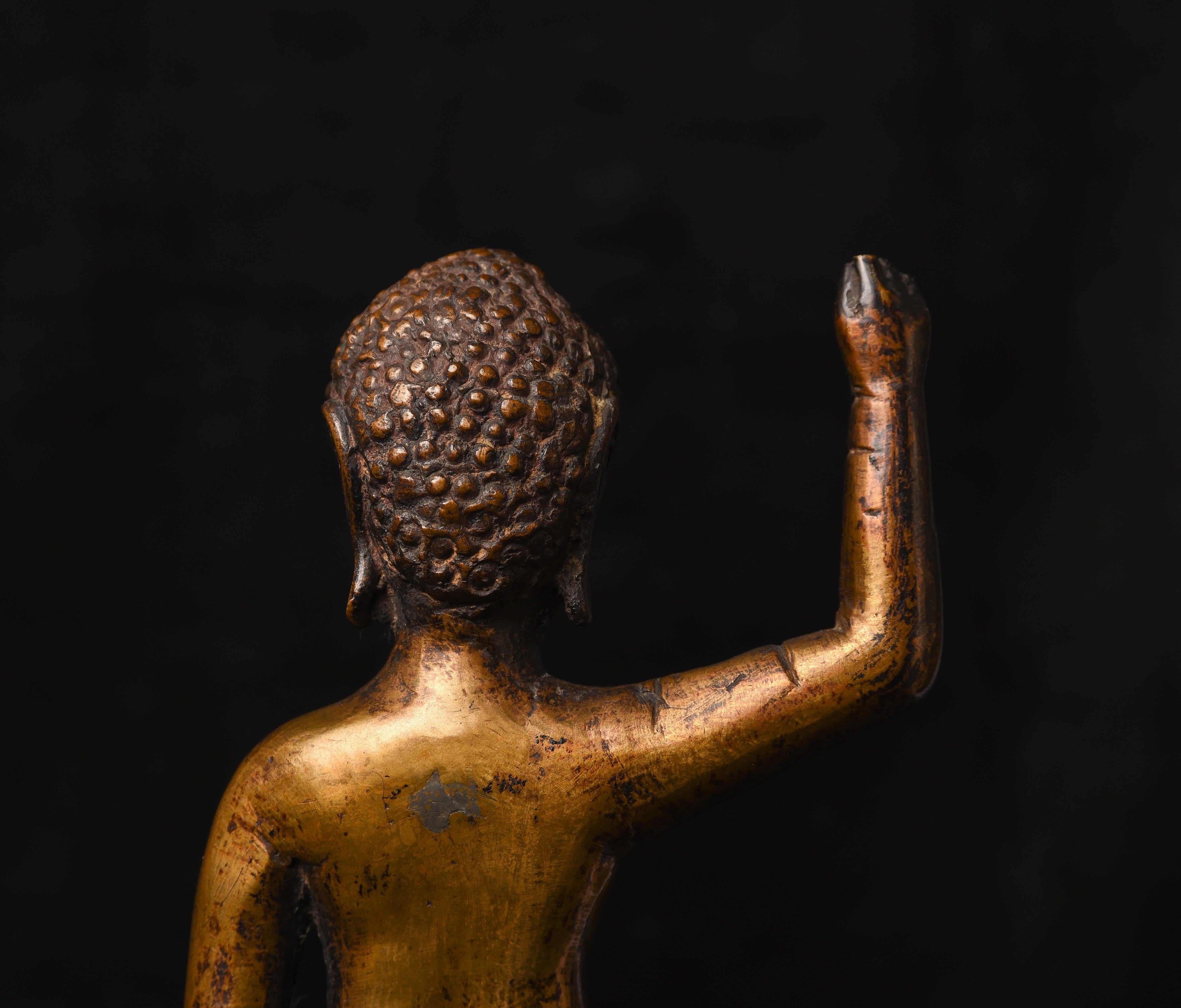 Bronze 16/17ththC, Korean Baby Buddha Pointing to the Heaven and Earth, 5663 For Sale