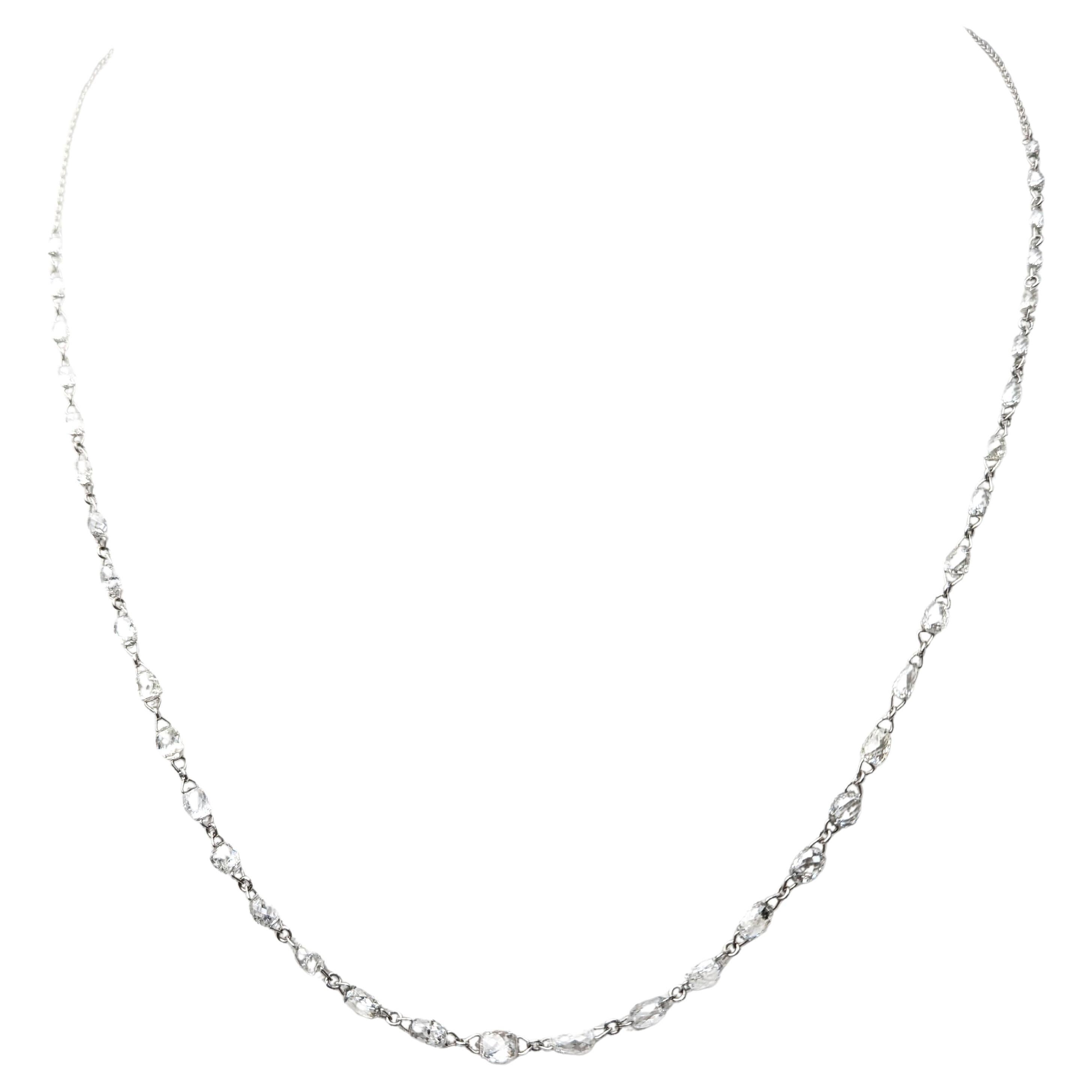 16"-18" Adjustable Natural White Diamond(6.02ct) Necklace in 18K White Gold