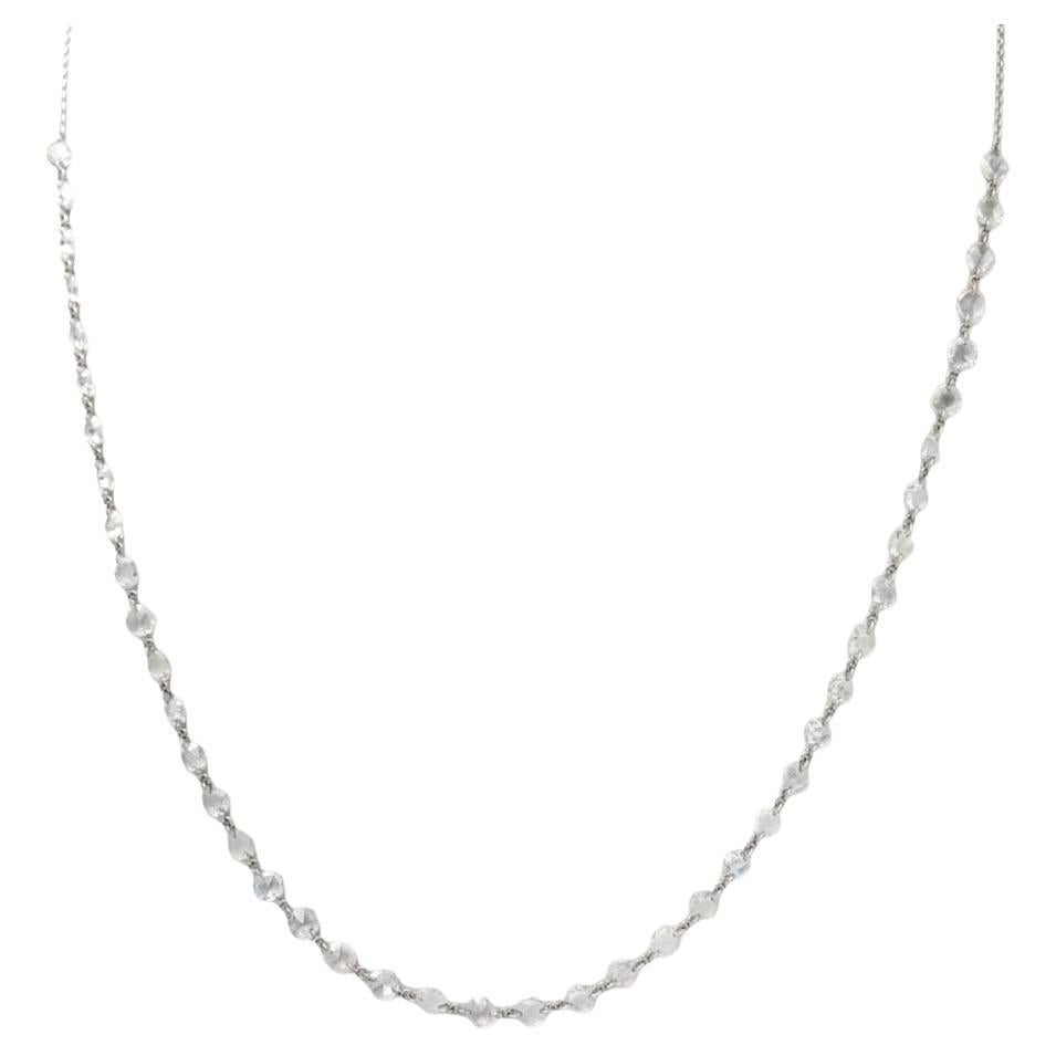 Collier 16"-18" diamant blanc naturel (4.56 carat) en or blanc 14 carats